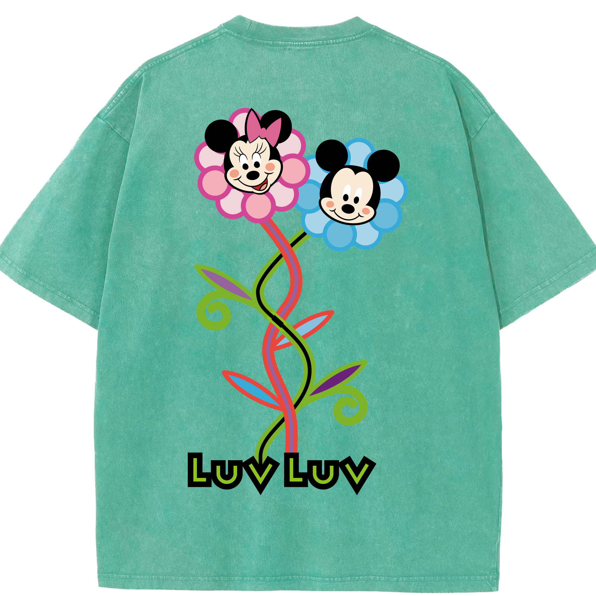（画像用） ミッキーマウス Mickey Mouse 綿100% ヴィンテージ風 半袖Tシャツ（背面プリント）